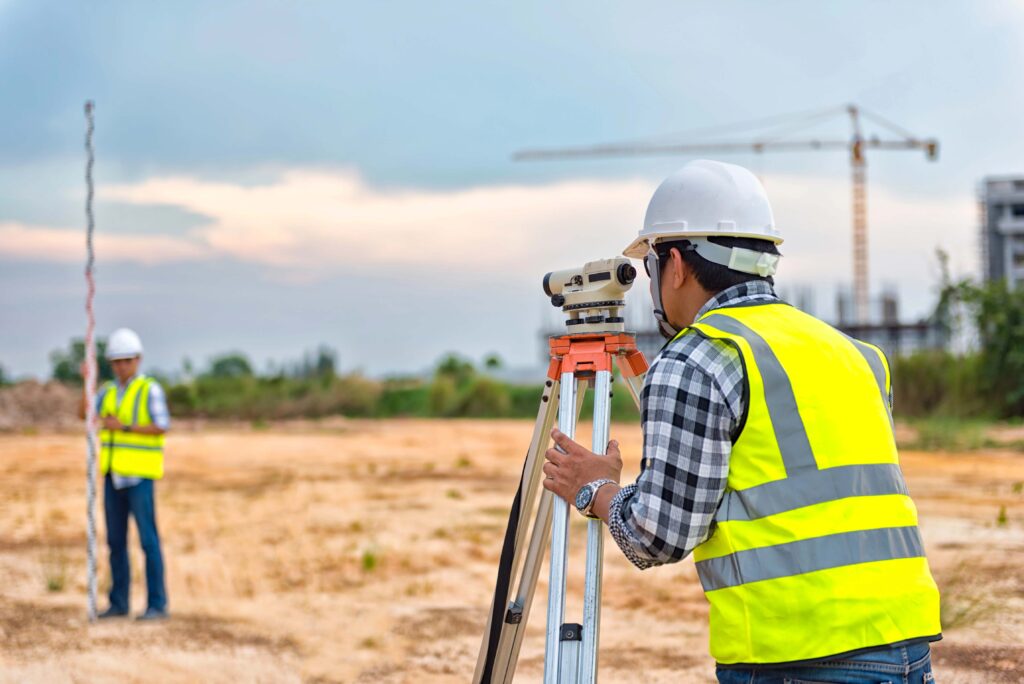 Geomatiker vermisst Grundstück.